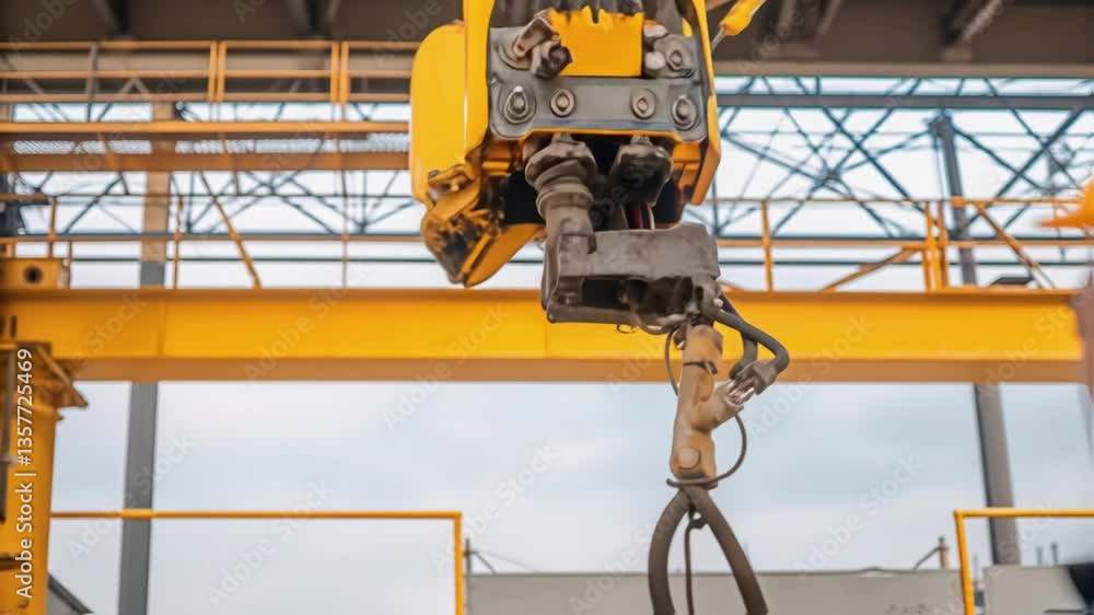 Aufkleber A medium closeup of a worker adjusting the control panel featuring switches and dials while focused on calibrating the overhead crane.