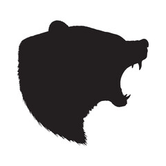 Roaring Bear Silhouette Vector - Fearsome and Powerful Black and White Clipart for Digital Art - Bear Roar Vector - Roaring Bear Icon - Roaring Bear Illustration

