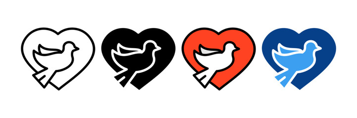 Dove Icon Set Multiple Style Collection