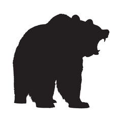 Roaring Bear Silhouette Vector - Fearless and Aggressive Beast Illustration for Digital and Print - Bear Roar Vector - Roaring Bear Icon - Roaring Bear Illustration

