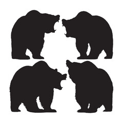 Roaring Bear Silhouette Vector - Strong and Mighty Wildlife Symbol for Logos and Badges - Bear Roar Vector - Roaring Bear Icon - Roaring Bear Illustration

