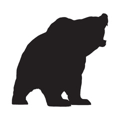 Roaring Bear Silhouette Vector - Premium Quality Wild Animal Illustration for Nature-Themed Designs - Bear Roar Vector - Roaring Bear Icon - Roaring Bear Illustration

