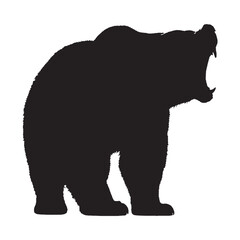 Roaring Bear Silhouette Vector - Bold and Expressive Wild Animal Illustration for Branding - Bear Roar Vector - Roaring Bear Icon - Roaring Bear Illustration

