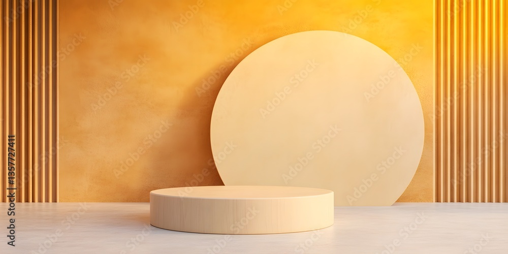 Poster a minimalist geometric abstract podium or platform for display long title a simple modern 3d rendere