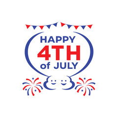 4th of July Typography Vector Art | Patriotic Independence Day Illustration