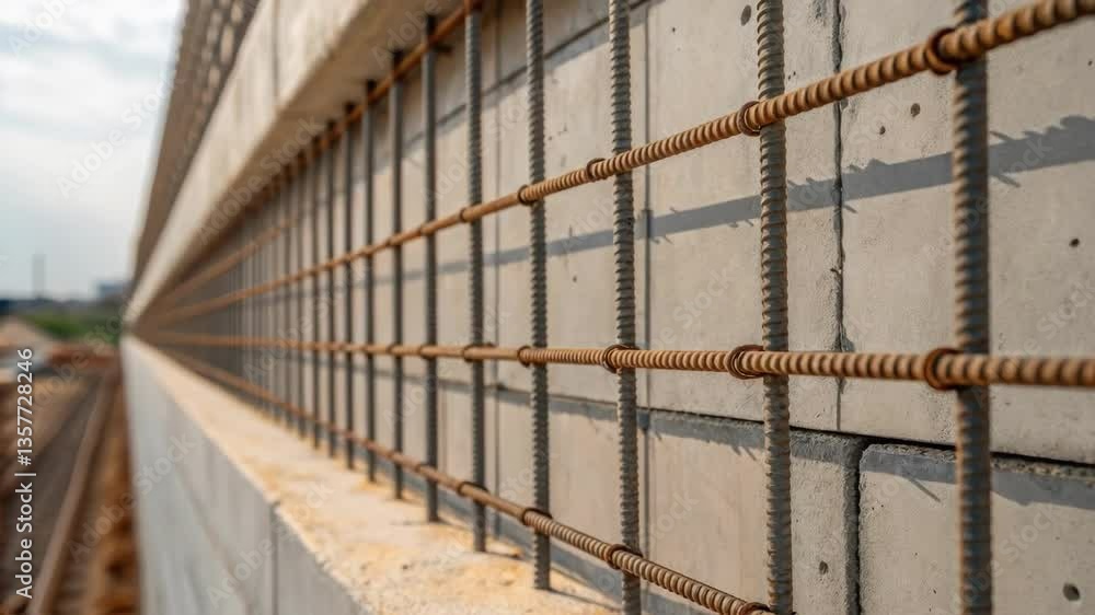 Aufkleber an intricate closeup of the reservoirs side wall showcasing the smooth concrete finish and reinforci