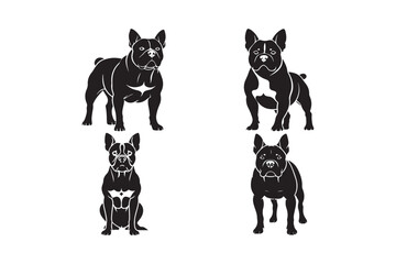 American Bully Silhouette Vector Set Strong Dog Illustrations