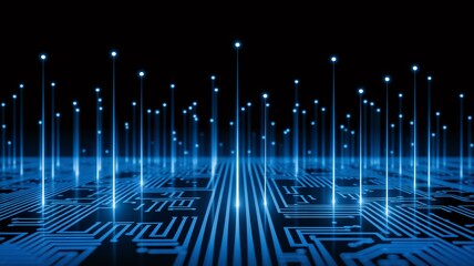 Digital Data Stream: Illustrating the intricate pathways of data flowing through a circuit board, this image conveys the dynamic essence of technology, data processing, and connectivity.