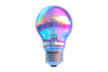 Obraz premium Holographic 3D light bulb Isolated on White and Transparent Background PNG Image.