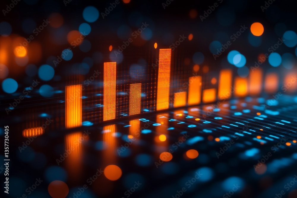 Aufkleber a magnifying glass placed over lines of text, surrounded by digital data and holographic elements, g