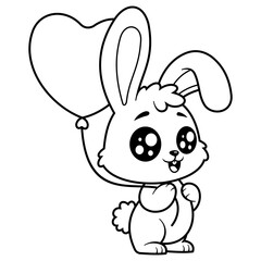 Bunny carrying a balloon, for coloring
