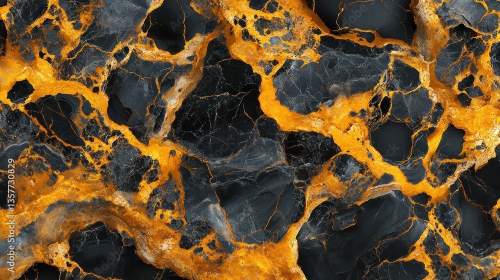 Aufkleber abstract marbled texture with dark grey and intense gold veins. intricate patterns resembling flowin