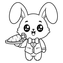 Bunny becomes a waiter, for coloring