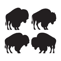 Fototapeta premium Bison Silhouette Vector - Bold Wildlife Graphic for Vintage-Style Branding and Logos - Bison Vector - Bison Icon - Bison Illustration