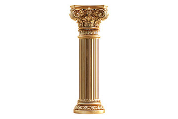 Gold Column Pedesta Isolated on White and Transparent Background PNG Image.