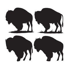 Bison Silhouette Vector - Timeless Wildlife Symbol for High-Resolution Graphic Design - Bison Vector - Bison Icon - Bison Illustration

