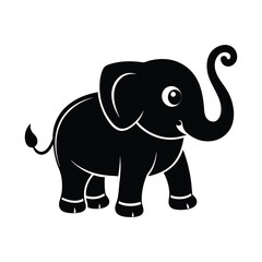 Fototapeta premium Cartoon baby elephant vector illustration, cute and funny character in a jungle setting.