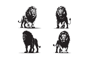 Lion Silhouettes Powerful Lion Vector Illustrations