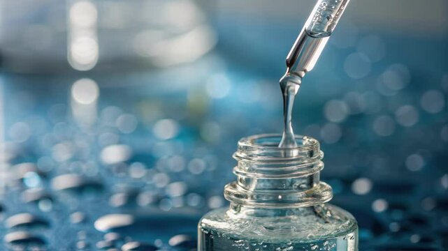 Closeup on a water sampling port with a clear vial collecting fresh water droplets glistening signifying the importance of quality assurance in the process.