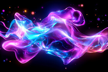 Obraz premium Bright, Glowing Trails of Color Swirling and Twisting Around Each Other with Soft Gradients, Creating an Illusion of Movement Through Abstract Space
