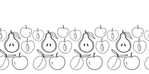 summer fruits decorative border in vector