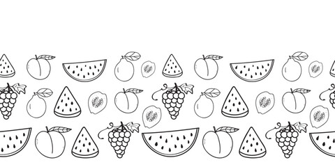 fruits and berries decorative border in vector