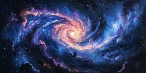 Stunning Cosmic Spiral Galaxy Painting