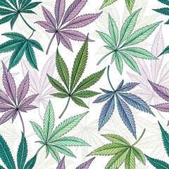 Seamless pattern with cannabis leaves. Vector illustration for your design