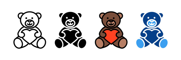 Teddy Bear Icon Set Multiple Style Collection