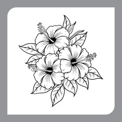 Monochrome Hibiscus Botanical Art