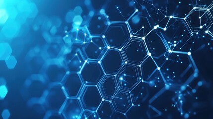 Fototapeta premium Abstract Blue Hexagonal Pattern for Science and Technology Backgrounds