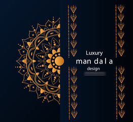 Circular pattern in the form of a mandala. Ornamental mandala with golden color arabesque floral pattern islamic east style Meditation element for India yoga. Ornament for decorating a greeting. 