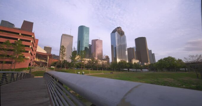 Scenic View of Bridge Over Buffalo Bayou in Downtown Houston