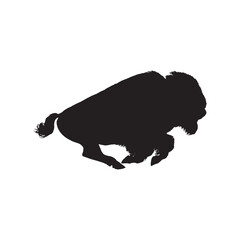 Running Bison Silhouette Vector - Minimalist Black and White Clipart - Bison Vector - Bison Icon - Bison Illustration

