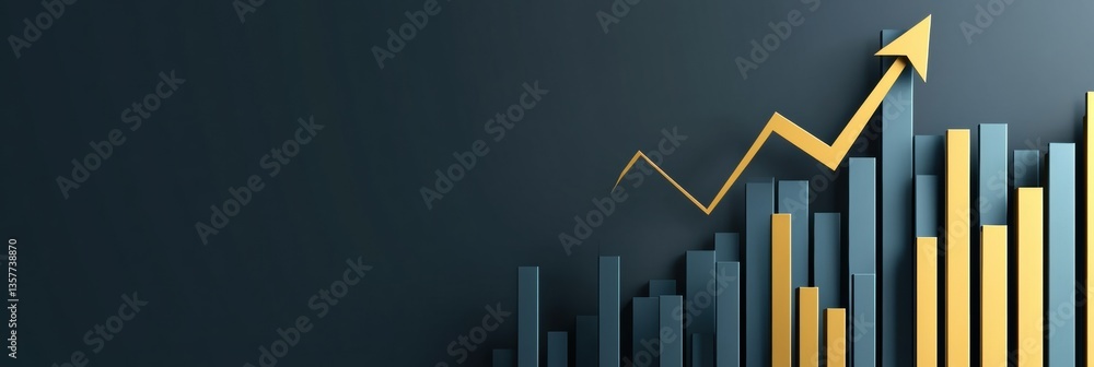 Aufkleber modern business background featuring layered bar charts and arrows in gold and blue color scheme rep