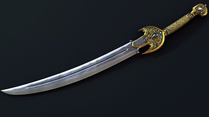 Obraz premium Ornate Arabian Sword on Dark Background