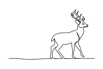 Elegant SingleLine Deer Drawing, Antlered Buck, Wildlife Art