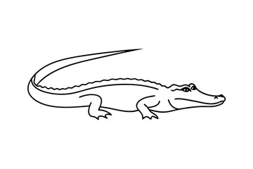 American Alligator Line Drawing Simple, Wildlife, Reptile, Nature