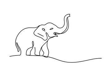 Single Line Elephant Drawing, Minimalist Art, Wildlife Sketch
