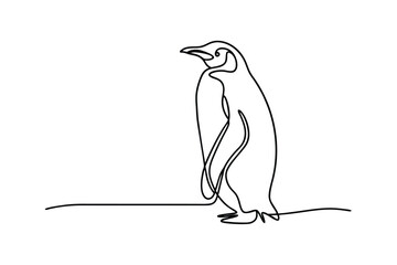 SingleLine Penguin Drawing Antarctic Bird, Minimalist Art