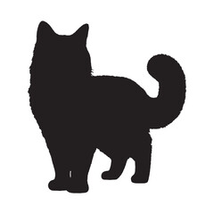 Cat Silhouette Vector - Elegant Domestic Animal Graphic - Cat Vector - Cat Icon - Cat Illustration

