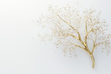 Elegant minimalist infographic with gold branch on white background for modern decor