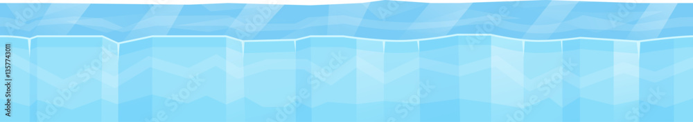 Poster seamlessly floating cartoon ice floe on a tranquil arctic sea, creating a captivating winter landsca