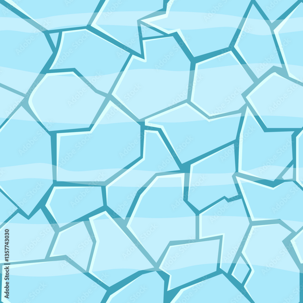 Poster seamless vector illustration representing a cracked ice surface, forming a repeating pattern ideal f