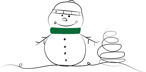A Simple Christmas Snowman Drawing