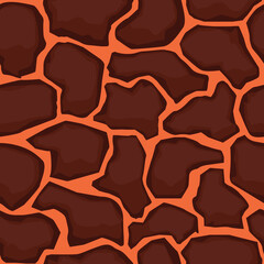 Seamlessly repeating giraffe skin pattern featuring rich brown and orange hues, perfect for enhancing backgrounds, fashion apparel, and decorative design elements