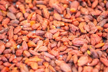 The goji berry, also known as wolfberry pinyin, is the sweet fruit of Lycium barbarum or Lycium...
