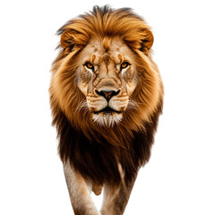 Majestic Lion Walking Through Tall Grass Isolated on Transparent Background
