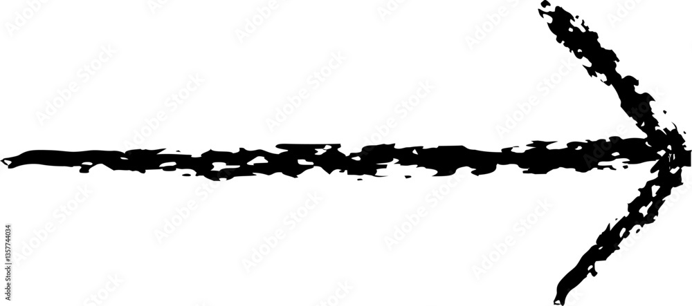 Poster black arrow drawn with chalk on a white background, pointing left and creating a simple yet impactfu