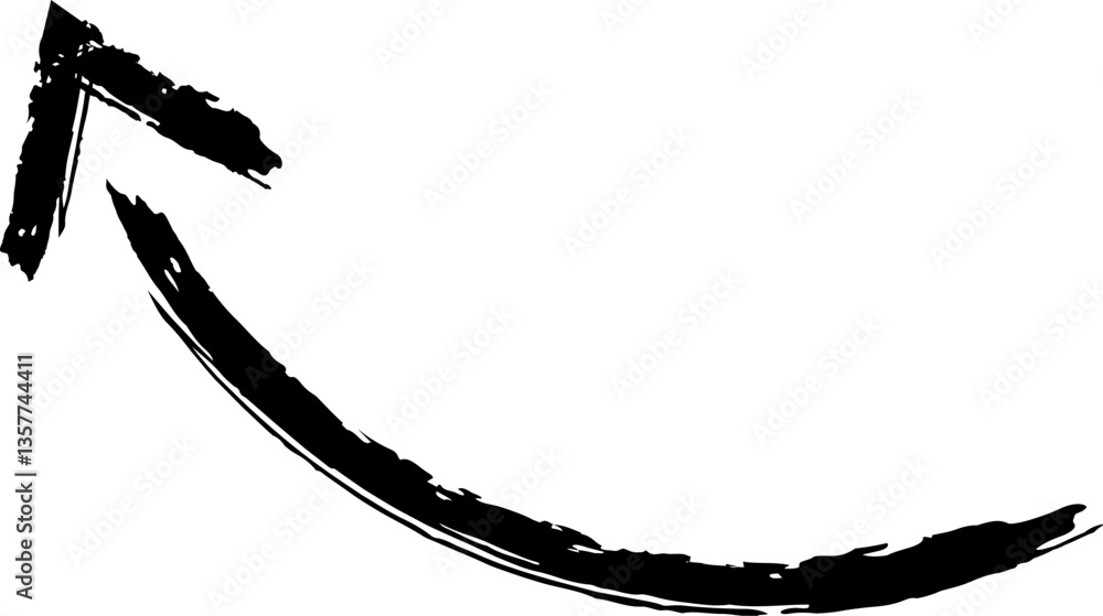 Poster black upward chalk arrow sketch pointing up and to the right, drawn with a thick line and an uneven 